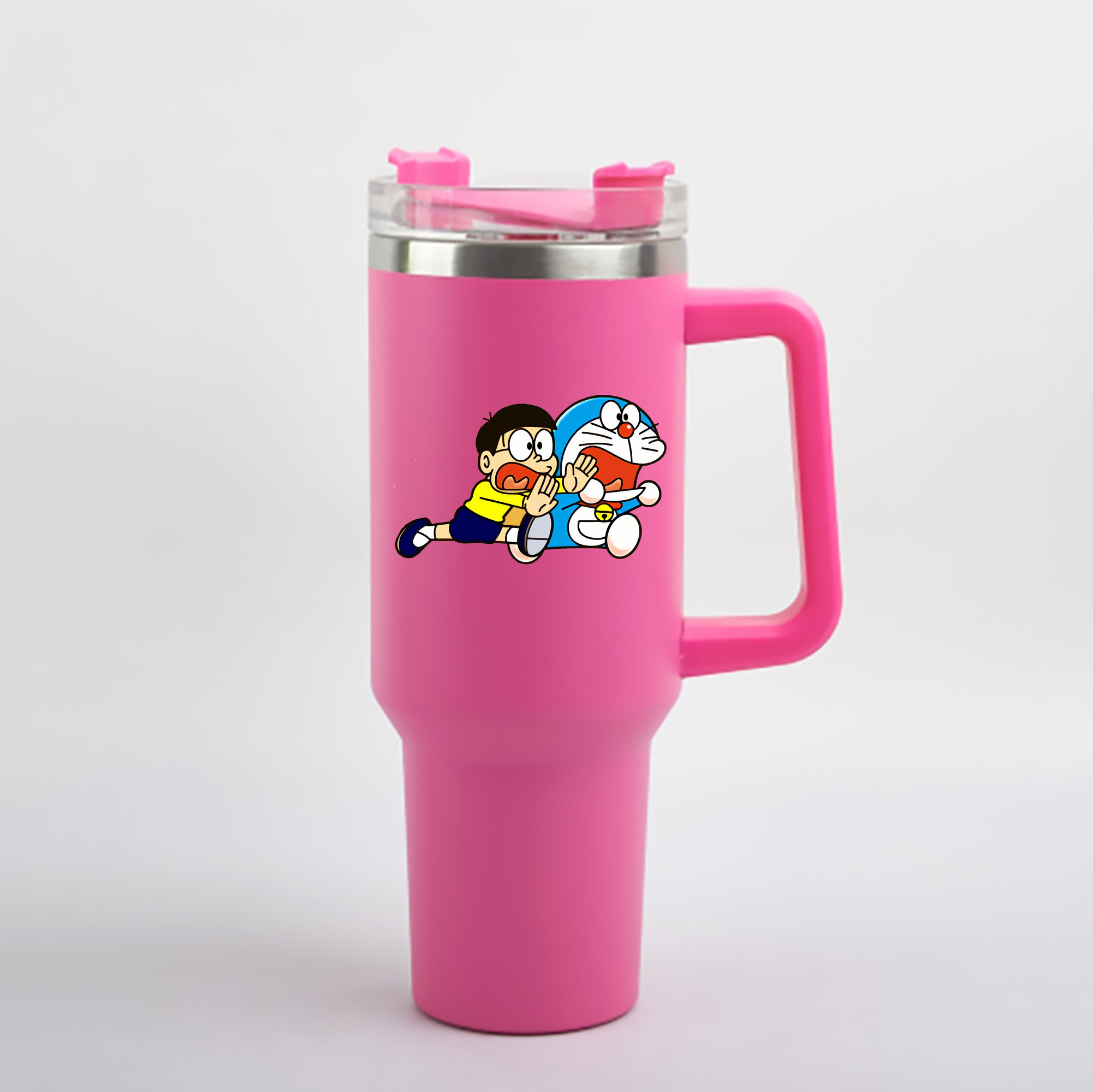 （画像用） ドラえもん Doraemon 1200mL車用タンブラー - クリスタルステッカー（プラスチックストロー付き）